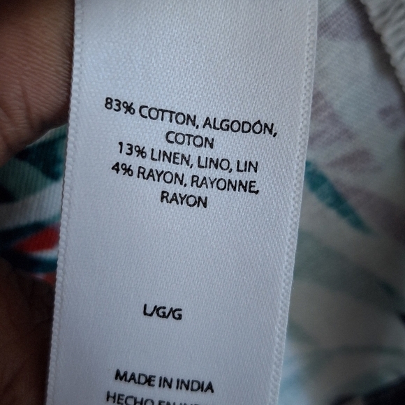 BEACHLUNCHLOUNGE Flutter Sleeven Linen Blend Button Front Floral Dress SZ L - Picture 5 of 8